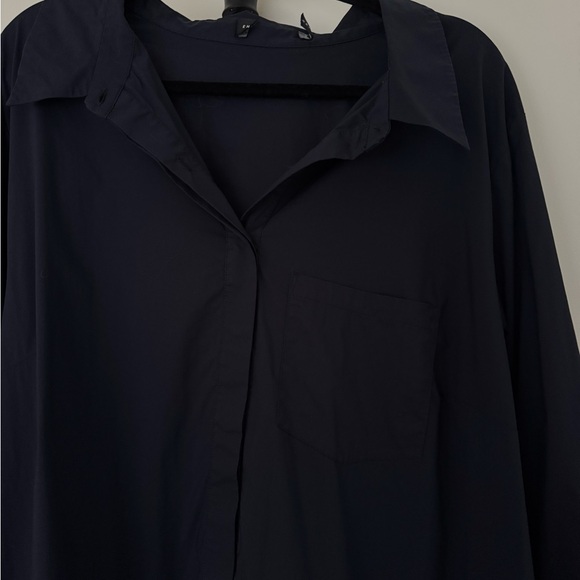 English Factory Collar Flare Skirt Dress Navy Blue Long Sleeve Dress 2X - Picture 10 of 12